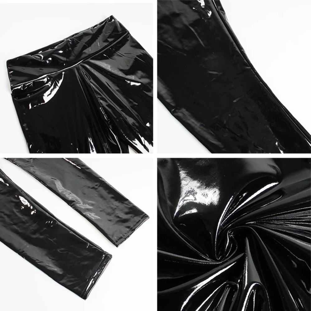 Women Black PU Leather High Waist Legging - Picture 10 of 10